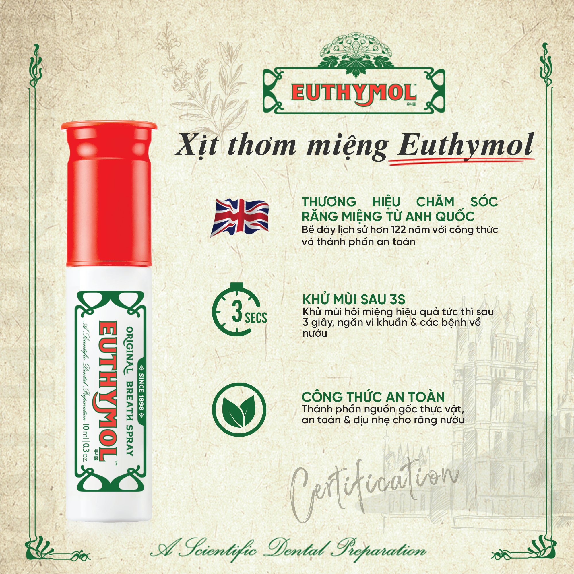 Xịt thơm miệng Euthymol Breath Spray 10ml